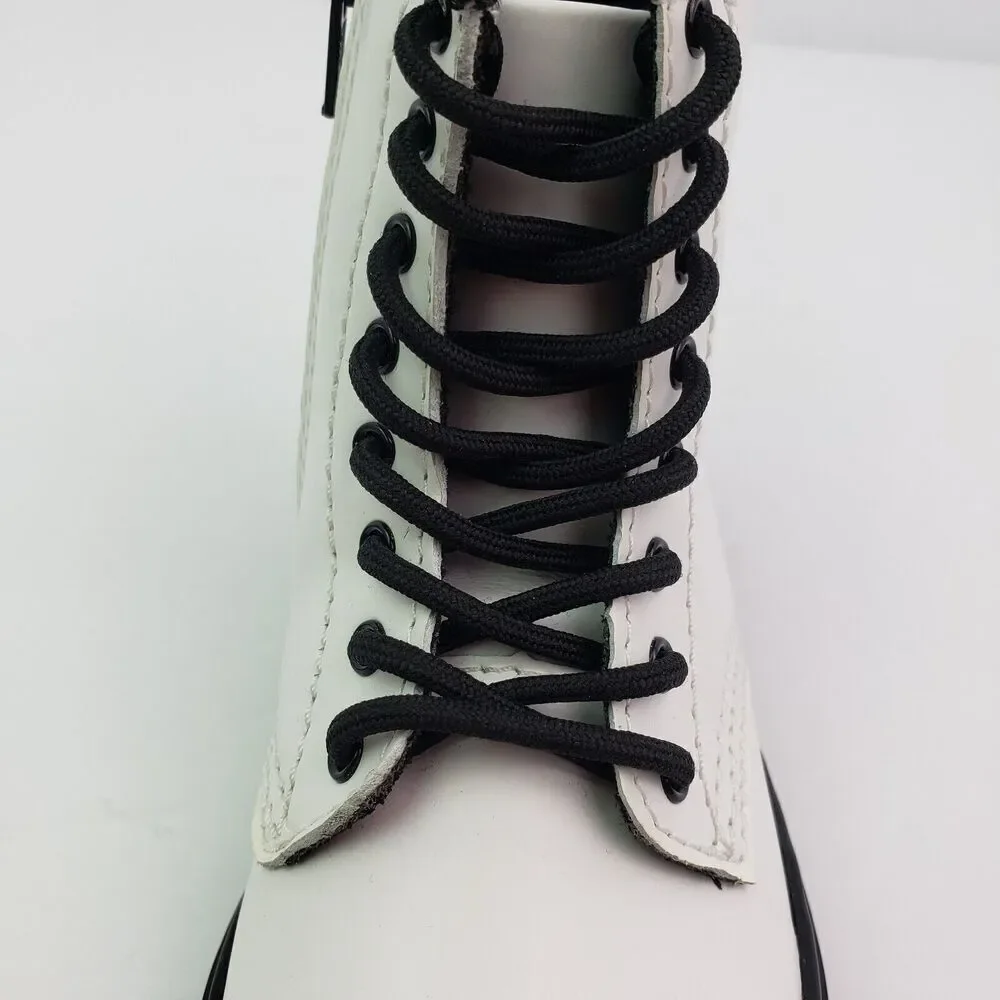 Dr Doc Martens 1460T Toddler Girls Size 8 White Leather Lace Up Combat Boots